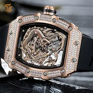 SANYIN Drachenuhr Herren luxus individuelles Logo einzigartiges Skelett hohles Design mode zylinder automatische mechanische Uhr für Herren