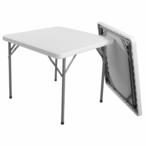 Mesa cuadrada de plástico plegable de 86cm, portátil, fácil de limpiar, venta al por mayor, póker HDPE blanco - Product Image 5