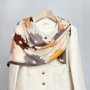 Printemps été 90cm coton lin Polyester carré écharpe Style coréen châle mince gaze soie écharpe en gros pour les femmes - Product Image 4