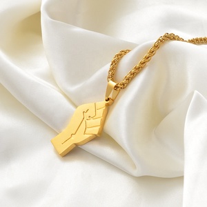 Collana con Pugno in Acciaio Inossidabile Black Lives Matter, Colore Argento/Oro, per Donne/Uomini, per Matrimoni e Feste # 166921 - Product Image 5