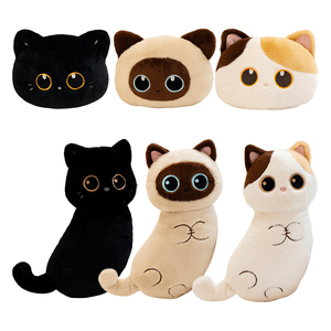 Coussins en peluche <span class=keywords><strong>chat</strong></span> multi-styles mignons, vente en gros, chats <span class=keywords><strong>siamois</strong></span> et calico noirs, coussins rembourrés, cadeaux compagnons pour enfants, décoration intérieure - Product Image 1