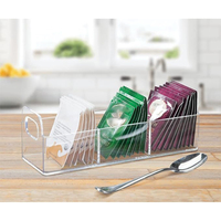 Organisateur de condiments en acrylique, porte-sachets de thé, rangement compartimenté pour garde-manger et comptoir, idéal pour les collations, les chips et les granola