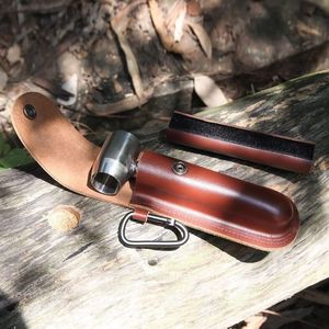 Hand Auger <b>Drill</b> <b>Bit</b> Stainless Steel Large Durable Woodworking Outdoor Tool Brown Leather <b>Case</b> Included - Product Image 2