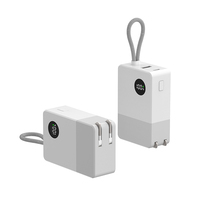 Slim 5000 MAh PD20W chargeur rapide Power Bank hybride intégré AC Plug chargeur mural et USB C + A Port pour téléphone montre Android