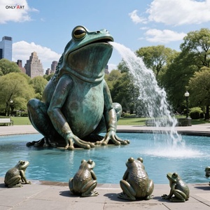 Personalizado al aire libre Ciudad Jardín Grande bronce <span class=keywords><strong>Animal</strong></span> Rana estatua ranas gigantes bronce escultura cascada fuente para la decoración del estanque público - Product Image 6