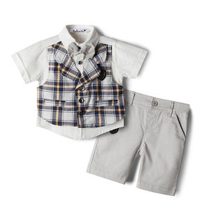 Factory Wholesale Plaid England Style Baby Clothing 1-4 Years <b>Toddler</b> Outfits Shorts <b>Suits</b> 2Pcs Boys Formal Sets - Product Image 5