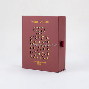 กล่องน้ำหอมสีชมพูหม่นหรูหราพร้อมดีไซน์ขวดแบบตัดด้วยเลเซอร์ |   กล่องของขวัญแบบลิ้นชักสั่งทำพิเศษสำหรับน้ำหอมขนาด 50 มล. - Product Image 1