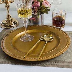 Bases Redondas de Plástico Dorado Vintage al por Mayor, Estilo <span class=keywords><strong>Barroco</strong></span> Lujoso, Duraderas, Decorativas para Bodas, Personalizables para Eventos - Product Image 3