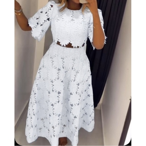 ชุดเดรสแฟชั่นสไตล์ฝรั่งเศสแบบใหม่สำหรับผู้หญิง ดีไซน์เว้าช่วงตัว ชุดเซ็ต 2 ชิ้น สวมใส่สบาย - Product Image 4