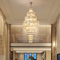 Lustre en cristal postmoderne pour hall de villa escalier haut de plafond-lustre duplex pour escalier de maison d'hôtel à haut plafond