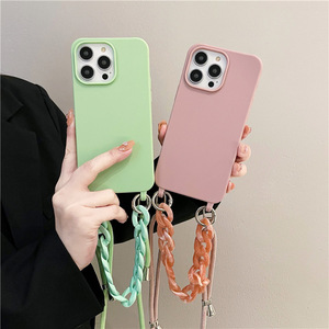 <span class=keywords><strong>Coque</strong></span> intégrée colorée pour <span class=keywords><strong>Iphone</strong></span> 15 14 Pro Max étui de téléphone portable <span class=keywords><strong>avec</strong></span> sangle de chaîne de poignet populaire - Product Image 5