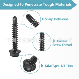 410 Stainless Steel Hex Washer Head Self Tapping Screw Assortment 195pcs Imperial Inch Metal Fasteners Grade A - Product Image 3