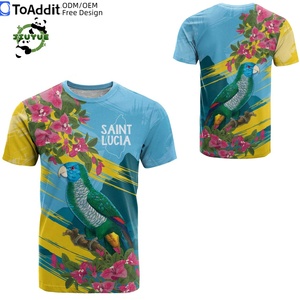 Camiseta Personalizada con la Bandera de Santa Lucía, Estilo Tropical, Camiseta de Regalo con la Bandera de Santa Lucía, Camiseta con la Bandera Nacional de la Isla - Product Image 1