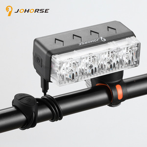Lumière de vélo Johorse avec klaxon LED, rechargeable par USB, étanche, éclairage de cyclisme avec support en caoutchouc et câble - Product Image 3