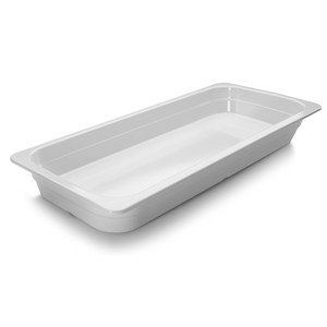 Contenitore per alimenti in melamina bianco da 2 quarti, vassoio rettangolare per uso in cucina - Product Image 1