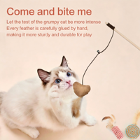 Meow~ Ensemble de jouets pour chat sept pièces, coloré, moderne, style dessin animé, en matériau Azabu, avec bâton de jeu rayé pour souris, anti-ennui