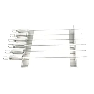 8pcs Stainless Steel Shish Kebab Skewer for Grill Oven Universal Fit BBQ Skewers Kebab Maker Camping BBQ Accessories With Racks