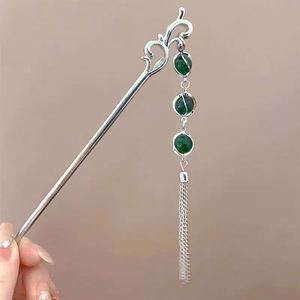 Pinza para el pelo vintage con linterna roja festiva, estilo chino moderno, con borlas, para peinados casuales Hanfu, joyería para el cabello de mujer - Product Image 4