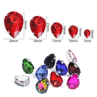 Strass en verre en forme de goutte à coudre, à dos plat, pour chaussures, vêtements et robes, vente en gros du fabricant