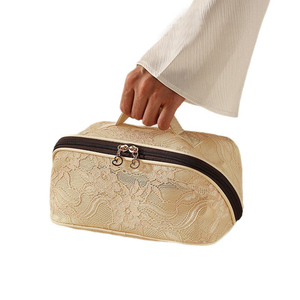 Luxury Lace <strong>Cosmetic</strong> <strong>Bags</strong> Travel Makeup Organizer <strong>Bag</strong> with Zipper Closure Customized Mesh Makeup <strong>Bag</strong> for Women Girls - Product Image 5