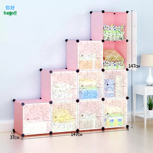 Tersedia 8 Pintu dengan 1 Gantungan Warna Hijau Murah Lemari Pakaian Plastik Lemari Penyimpanan Lemari Bayi Plastik - Product Image 4