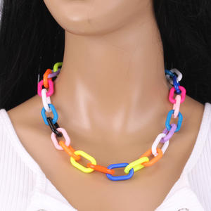 Punk Hip Hop Style Clavicle Chain <b>Necklace</b> Acrylic Oval Link Women's Party Jewelry Fashion <b>Statement</b> Accessory - Product Image 2