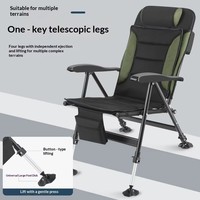 Chaise de pêche pliable portable, chaise de camping à hauteur réglable avec pieds télescopiques, siège de pêche extérieur pour terrains variés