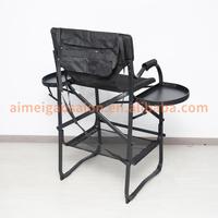Chaise de maquillage pliante en alliage d'aluminium à haut pied chaise directrice élévatrice Double plateau appui-tête meubles commerciaux chaise de beauté