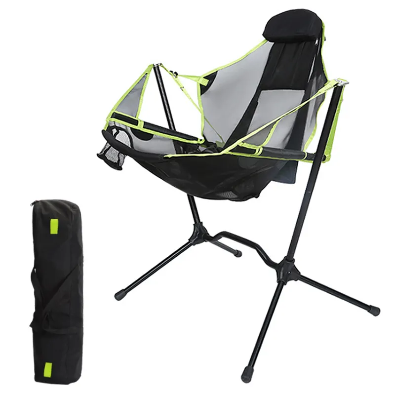 เก้าอี้โยกแบบพกพาพับได้ Freestyle Rocker,พร้อมกระเป๋าเก็บถ้วยและโทรศัพท์