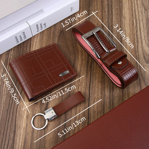 Men's Business <b>Gift</b> Set Leather Wallet Belt Keychain <b>Boxed</b> Elegant Present For Father's Day - Product Image 2