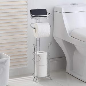 Porte-papier toilette en métal robuste pour salle de bain, finition chromée, avec <span class=keywords><strong>étagère</strong></span>s de rangement - Product Image 3