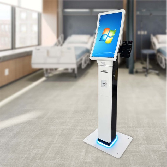 Self Service Kiosk 23.6/32'' Capacitive Curved Touch Screen LED Light Multi-Payment Methods Self Check-in Hotel SDK Support
