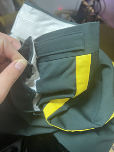 <span class=keywords><strong>Pantalon</strong></span> extensible vert personnalisé pour hommes uniforme d'<span class=keywords><strong>agent</strong></span> de sécurité à garniture jaune coupe ajustée - Product Image 4