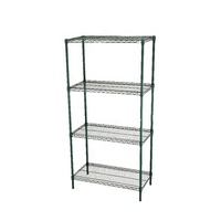 Étagère de rangement robuste à 4 niveaux, 18 po de profondeur, 36 po de largeur, en acier avec revêtement époxy vert, pour épicerie, restaurant, salle de repas