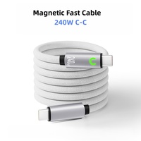 Câble de charge magnétique USB C JMAX 240W, câble tressé en nylon Type C vers Type C, charge rapide 5A, transmission de données 480 Mbps
