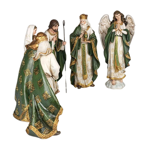 Figuras de la Escena de la Natividad Pintadas a Mano, <span class=keywords><strong>Sagrada</strong></span> <span class=keywords><strong>Familia</strong></span> y Reyes Magos, Colección de Estatuas de Resina, Artesanía Religiosa - Product Image 6