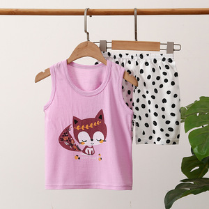 Nuevo Conjunto de Chaleco y Pantalones Cortos de Verano para Niñas, Chaleco de Algodón Tejido, 1-8 Años, Ropa sin Mangas para Niños - Product Image 4