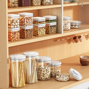 Control de botón emergente Hermético Apilable <span class=keywords><strong>Cereal</strong></span> seco Contenedor de almacenamiento de alimentos Caja Snack Café Azúcar Cocina Despensa Organización - Product Image 6