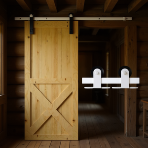Kit de quincaillerie pour porte de grange 72x84 pouces Porte coulissante blanche à monter, style rustique campagnard pour l'intérieur - Product Image 2
