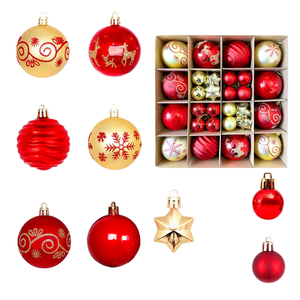 Hot Selling Mixed Shaped Plastic 6cm Ball Set 40PCS/<b>Box</b> Colorful Painted <b>Christmas</b> <b>Tree</b> Hanging Ornament Home Party - Product Image 1