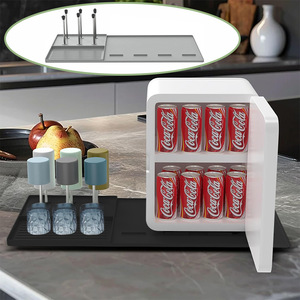 Tapis de réfrigérateur en silicone, mini support de drainage, coussinet de protection, isolation thermique pour machine à café, utilisation en cuisine, gris et noir - Product Image 1