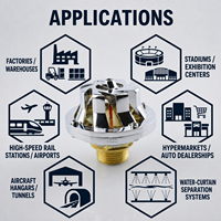 Kepala Sprinkler Api Berputar Tenaga Air dengan Bohlam Kaca Tertutup, Sprinkler Gantung Area Luas untuk Sistem Perlindungan Kebakaran Otomatis