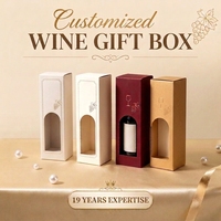 Boîte d'expédition de luxe en bouteille de vin recyclée avec logo personnalisé en feuille d'or et fenêtre transparente pour l'emballage cadeau d'un seul vin rouge