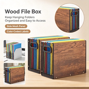 Boîte de rangement suspendue en <span class=keywords><strong>bois</strong></span> robuste avec poignée portable, format lettre, pour organiser les papiers de bureau - Product Image 1