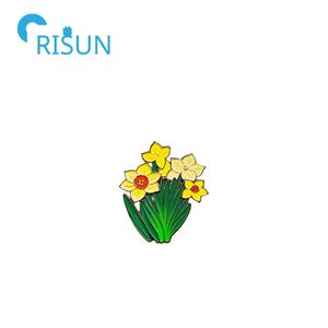 공장 제조업체 수선화 꽃 꽃 식물 에나멜 핀 배지 사용자 정의 노란색 수선화 여름 꽃 핀 브로치 - Product Image 5