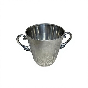 Seau à glace en acier inoxydable à double paroi avec poignées, style français, pour les fournitures de bar, à poser sur le comptoir, étanche, seau à vin réfrigérant - Product Image 1