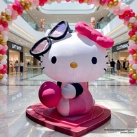 Chat gonflable géant avec un nœud, une figurine gonflable blanche surdimensionnée, idéale pour les présentoirs de vente au détail et les occasions photo