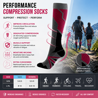 Chaussettes de compression respirantes mi-hautes pour marathon, chaussettes de sport colorées, chaussettes de compression pour mollets pour activités de plein air