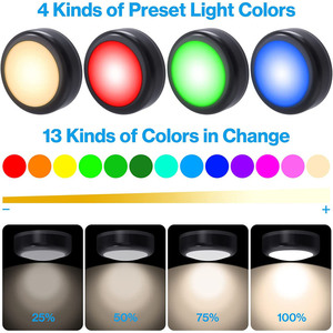 RGBW <span class=keywords><strong>LED</strong></span> Puck gece işıkları Modern uzaktan kumanda dim dolap ışığı pil kumandalı kablosuz itme lambası hareket sensörü - Product Image 2