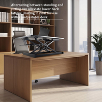 Table d'ordinateur portable pliable à double couche, réglable en hauteur avec fonction pneumatique pour poste de travail de bureau